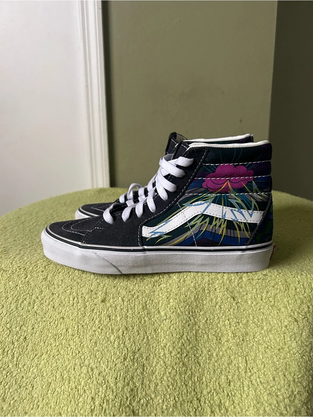 New Vans Women’s Navy Blue  green with purple Slip-On Sneakers